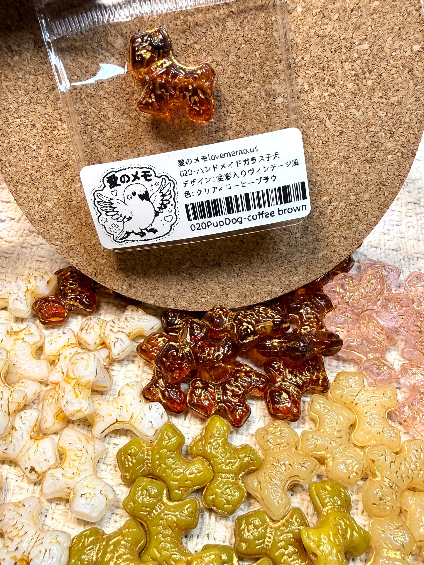 愛のメモ｜描金ドッグ（シュナウザー）｜手作り琉璃ビーズ｜全5色 ビーズ、材料セット、ペンダン、チャーム、ハンドメイド