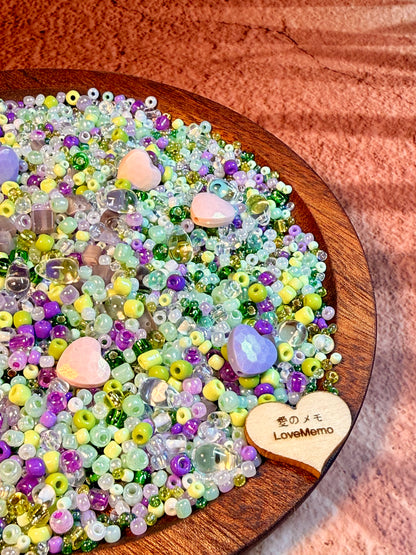 愛のメモ｜雨あがりの睡蓮｜ミックスビーズ 60g/30g｜001# ビーズキット、材料セット、ミックス米ビーズ