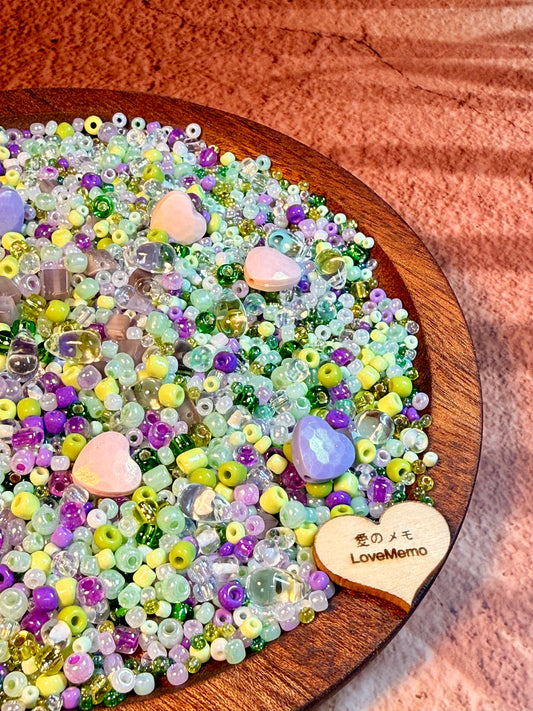 愛のメモ｜雨あがりの睡蓮｜ミックスビーズ 60g/30g｜001# ビーズキット、材料セット、ミックス米ビーズ