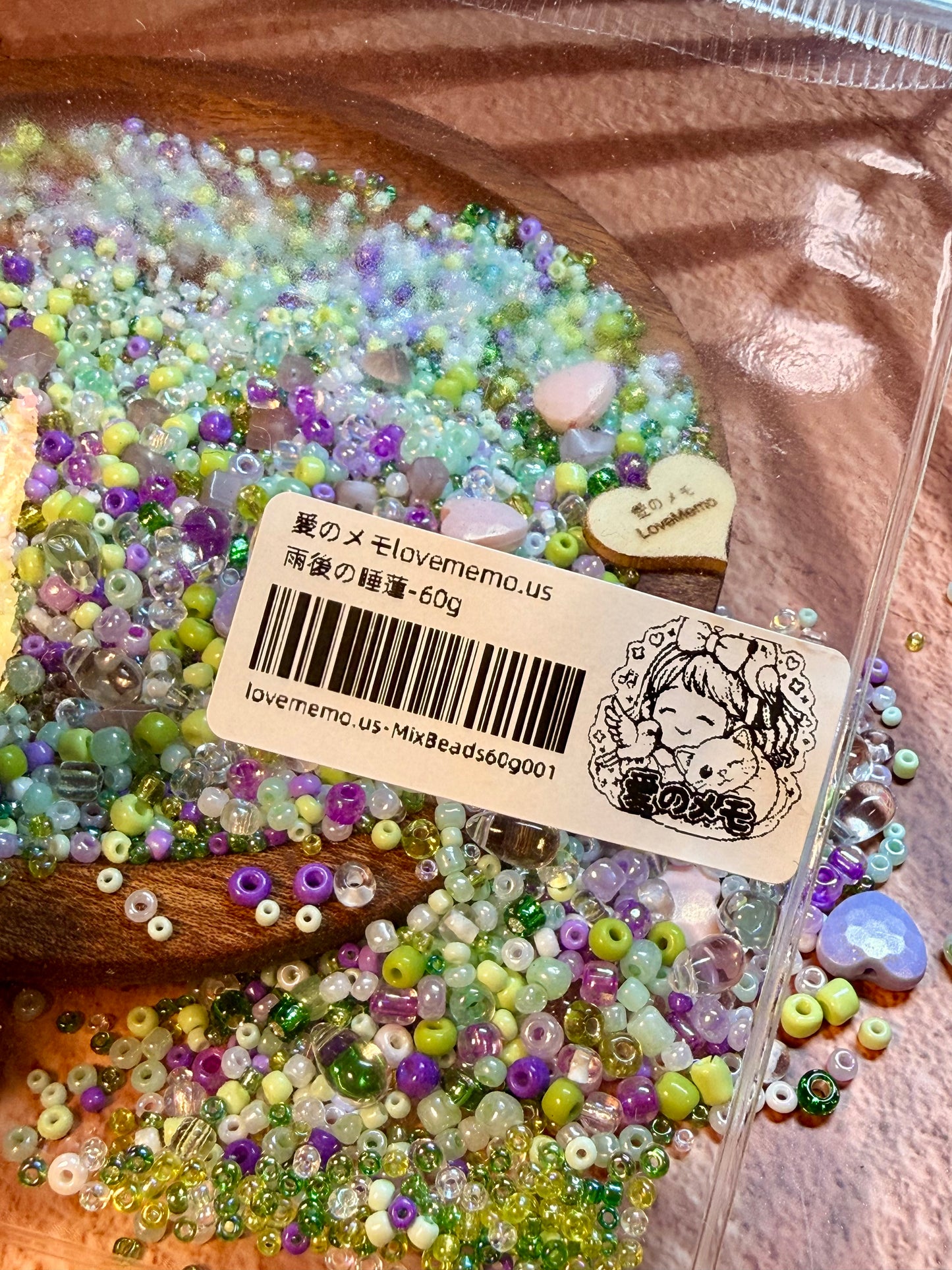 愛のメモ｜雨あがりの睡蓮｜ミックスビーズ 60g/30g｜001# ビーズキット、材料セット、ミックス米ビーズ