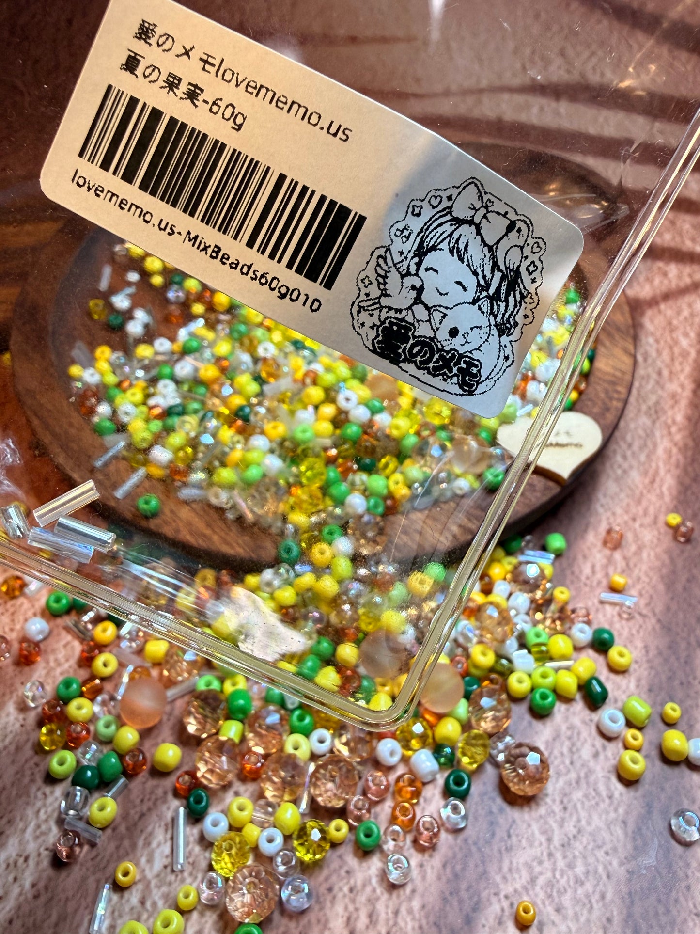 愛のメモ｜夏の果実｜ミックスビーズ30g/ 60g｜010# ビーズキット、材料セット、ミックス米ビーズ