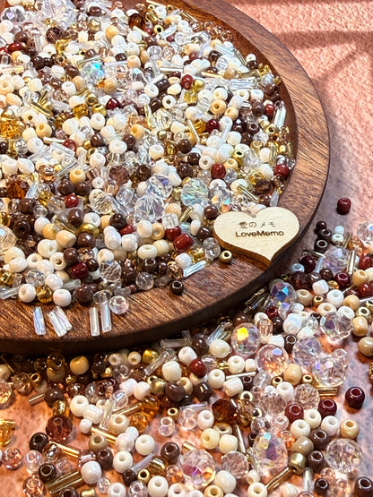 愛のメモ｜あずきモカコーヒー｜ミックスビーズ 30g/60g｜009# ビーズキット、材料セット、ミックス米ビーズ