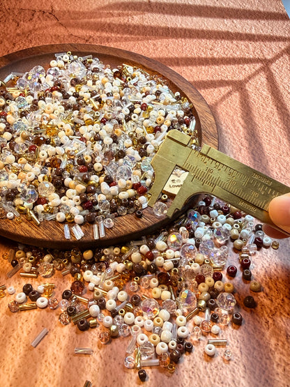 愛のメモ｜あずきモカコーヒー｜ミックスビーズ 30g/60g｜009# ビーズキット、材料セット、ミックス米ビーズ