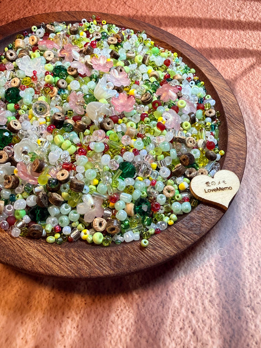愛のメモ｜春の花園｜ミックスビーズ 60g/30g｜002# ビーズキット、材料セット、ミックス米ビーズ