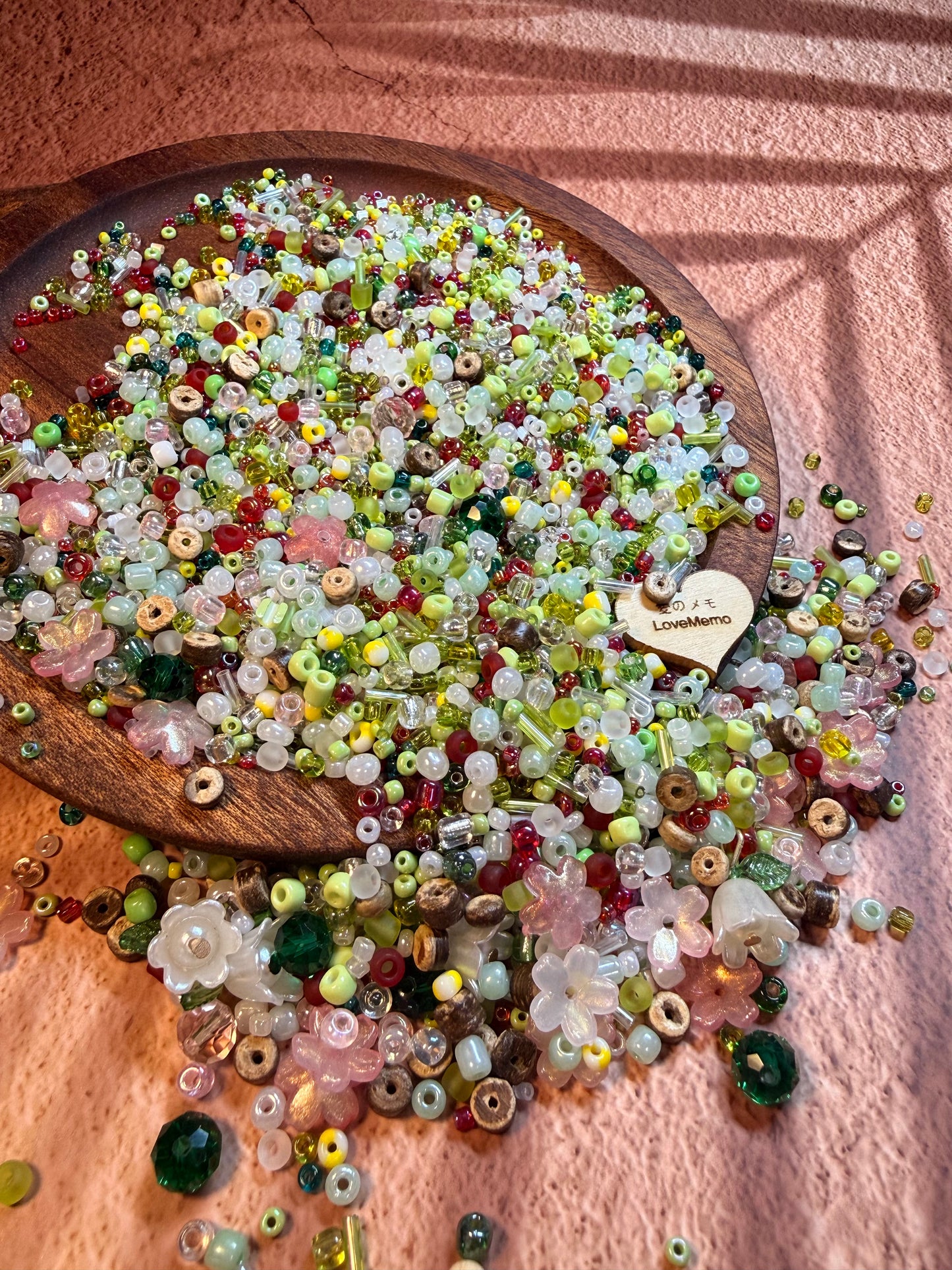 愛のメモ｜春の花園｜ミックスビーズ 60g/30g｜002# ビーズキット、材料セット、ミックス米ビーズ