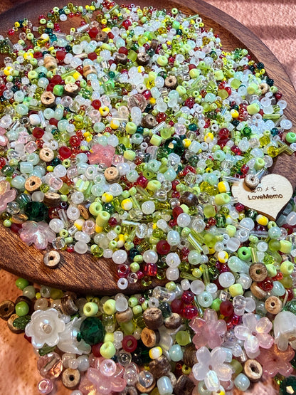 愛のメモ｜春の花園｜ミックスビーズ 60g/30g｜002# ビーズキット、材料セット、ミックス米ビーズ