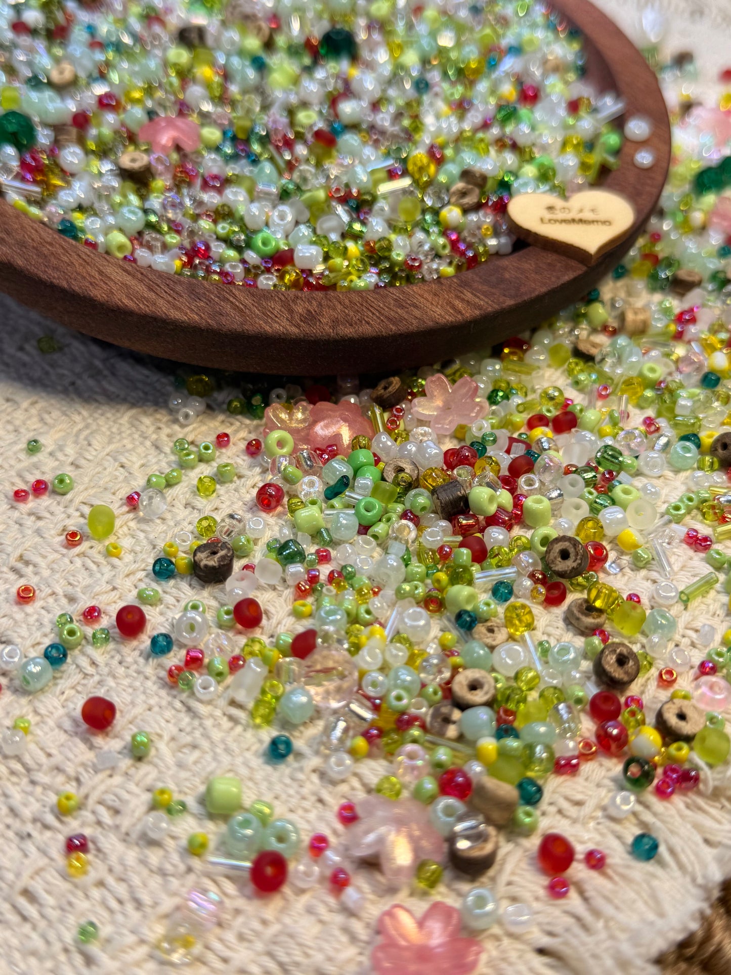 愛のメモ｜春の花園｜ミックスビーズ 60g/30g｜002# ビーズキット、材料セット、ミックス米ビーズ