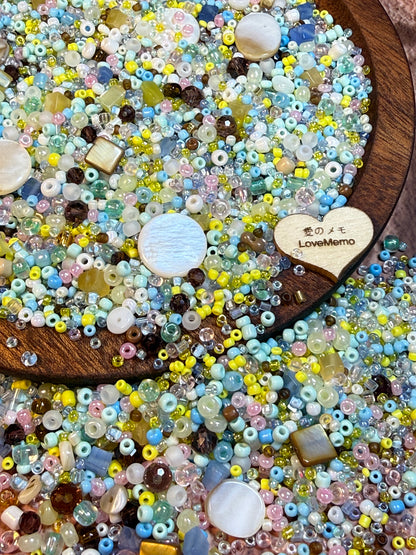 愛のメモ｜シーソルトと貝殻のビーチ｜ミックスビーズ 60g/30g｜006# ビーズキット、材料セット、ミックス米ビーズ