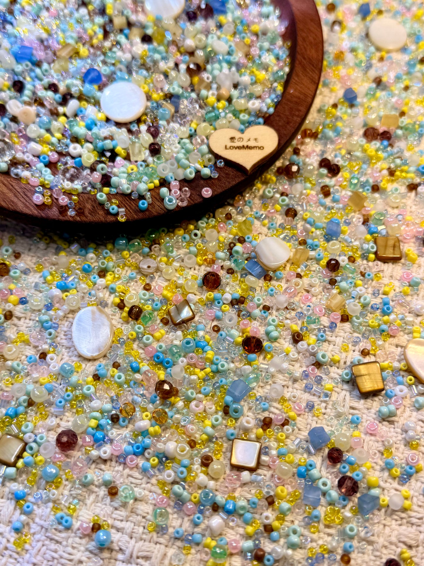愛のメモ｜シーソルトと貝殻のビーチ｜ミックスビーズ 60g/30g｜006# ビーズキット、材料セット、ミックス米ビーズ
