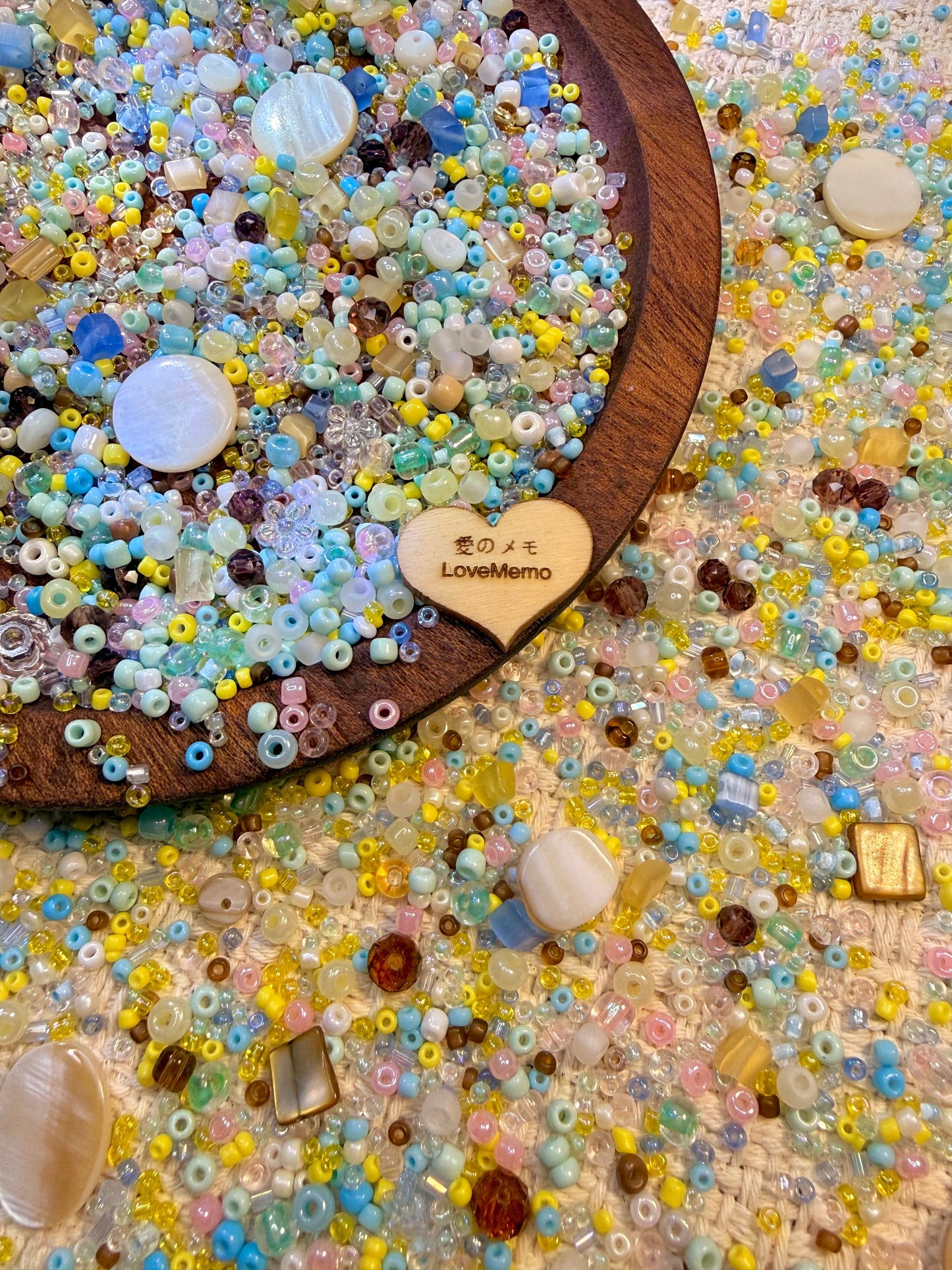 愛のメモ｜シーソルトと貝殻のビーチ｜ミックスビーズ 60g/30g｜006# ビーズキット、材料セット、ミックス米ビーズ