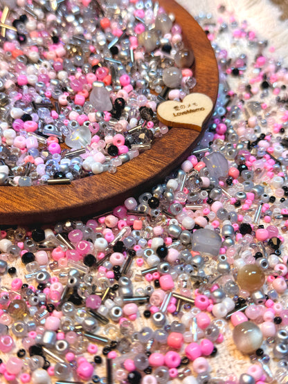 愛のメモ｜ピンクロックガール｜ミックスビーズ 60g/30g｜005# ビーズキット、材料セット、ミックス米ビーズ