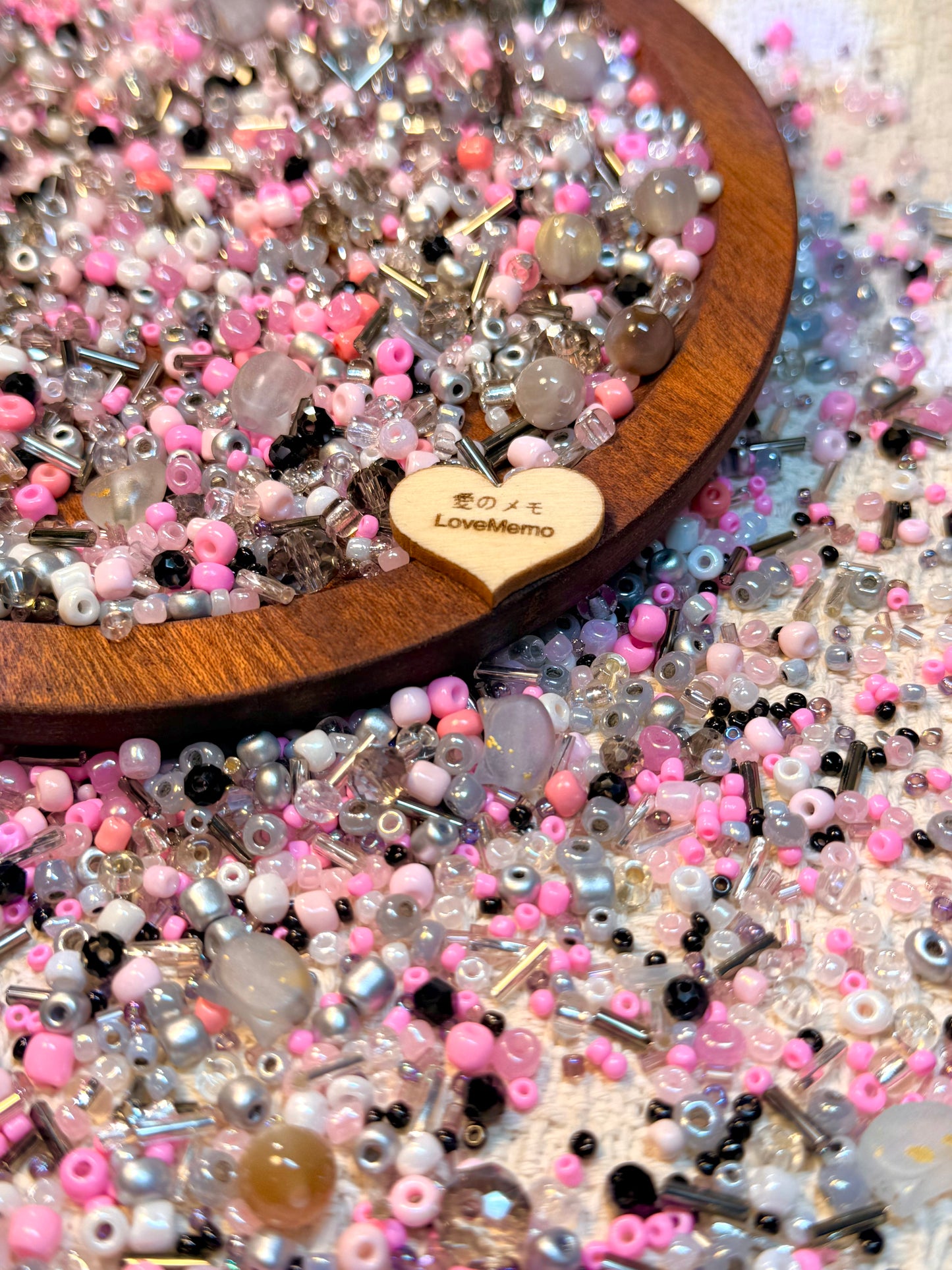 愛のメモ｜ピンクロックガール｜ミックスビーズ 60g/30g｜005# ビーズキット、材料セット、ミックス米ビーズ