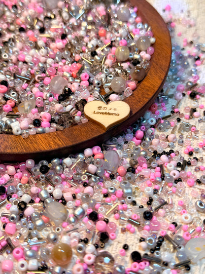 愛のメモ｜ピンクロックガール｜ミックスビーズ 60g/30g｜005# ビーズキット、材料セット、ミックス米ビーズ