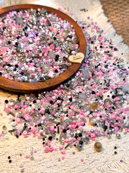 愛のメモ｜ピンクロックガール｜ミックスビーズ 60g/30g｜005# ビーズキット、材料セット、ミックス米ビーズ