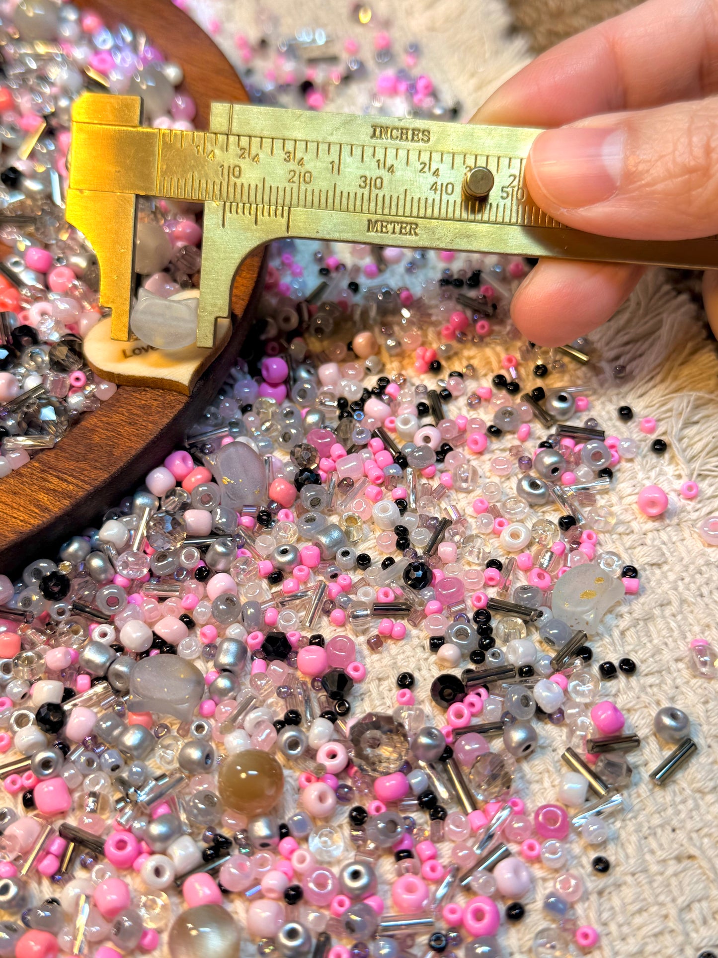 愛のメモ｜ピンクロックガール｜ミックスビーズ 60g/30g｜005# ビーズキット、材料セット、ミックス米ビーズ