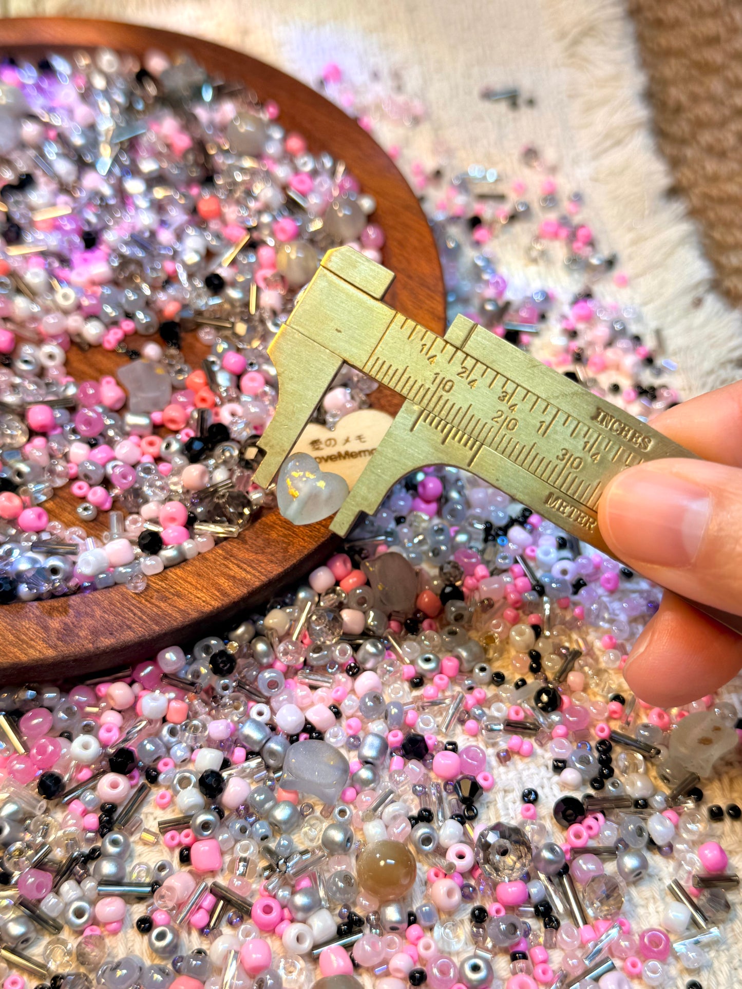 愛のメモ｜ピンクロックガール｜ミックスビーズ 60g/30g｜005# ビーズキット、材料セット、ミックス米ビーズ