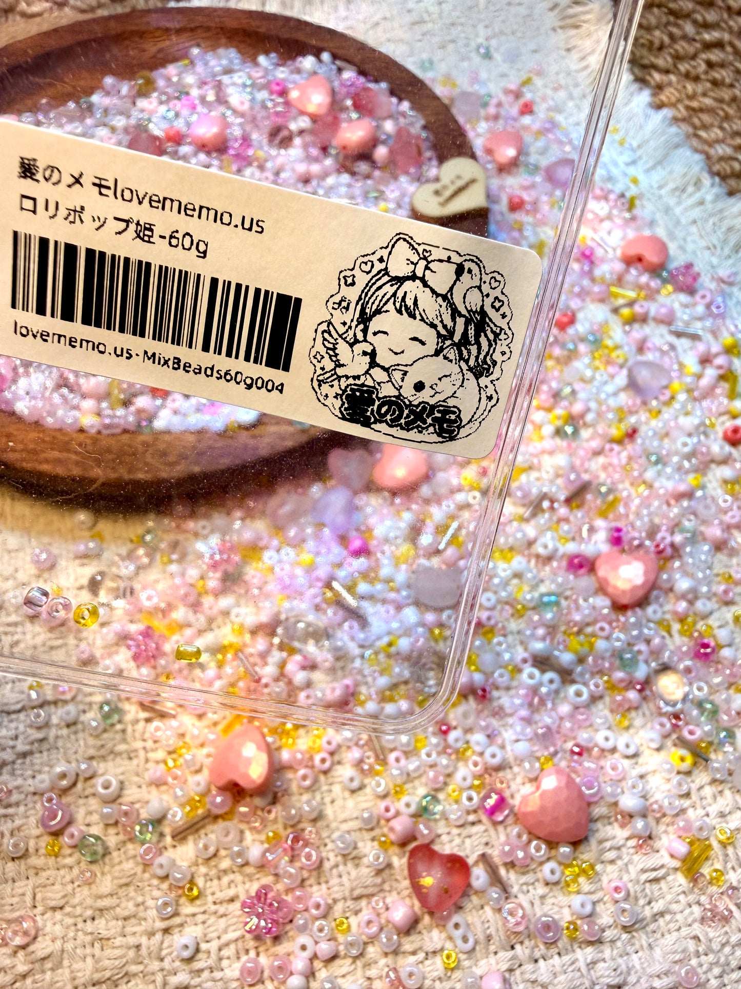 愛のメモ｜ロリポッププリンセス｜ミックスビーズ 60g/30g｜004# ビーズキット、材料セット、ミックス米ビーズ