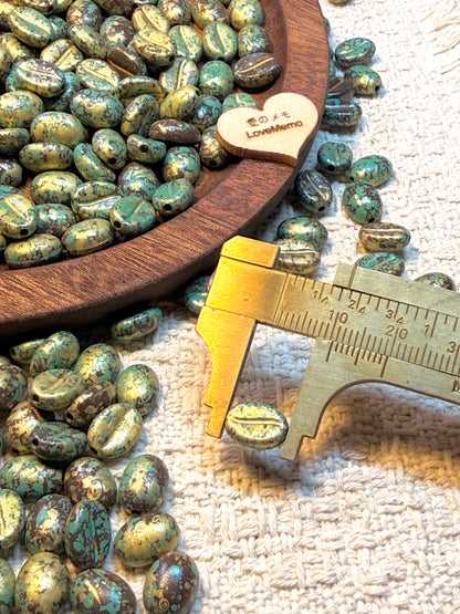 愛のメモ｜洒金ヴィンテージコーヒービーンズ｜フェイクコーヒービーズ｜12粒入り（全3色） ビーズ、材料セット、ペンダン、チャーム、ハンドメイド