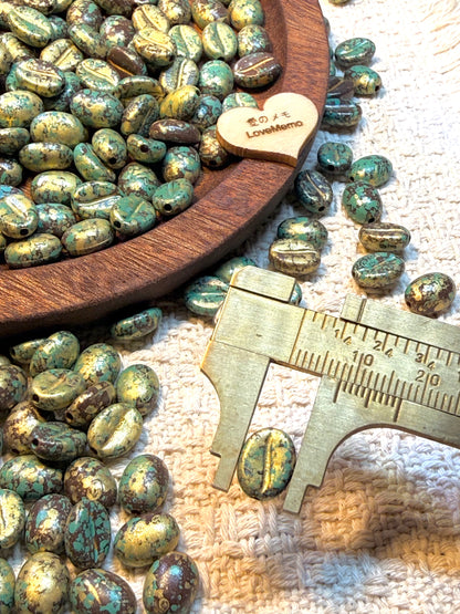 愛のメモ｜洒金ヴィンテージコーヒービーンズ｜フェイクコーヒービーズ｜12粒入り（全3色） ビーズ、材料セット、ペンダン、チャーム、ハンドメイド