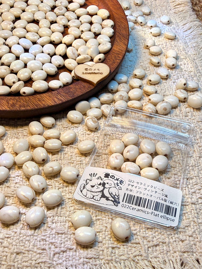 愛のメモ｜ヴィンテージ陶器モチーフビーズ｜キューブ／オーバル／ハート（3種展開）ビーズ、材料セット、ペンダン、チャーム、ハンドメイド
