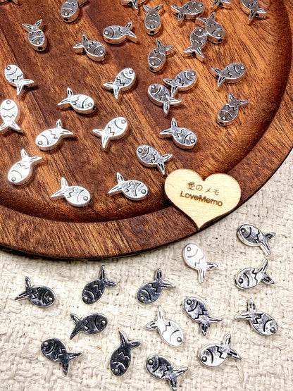愛のメモ｜メタルミニフィッシュ｜横穴ビーズ／エンドチャーム｜2タイプ ビーズ、材料セット、ペンダン、チャーム、ハンドメイド
