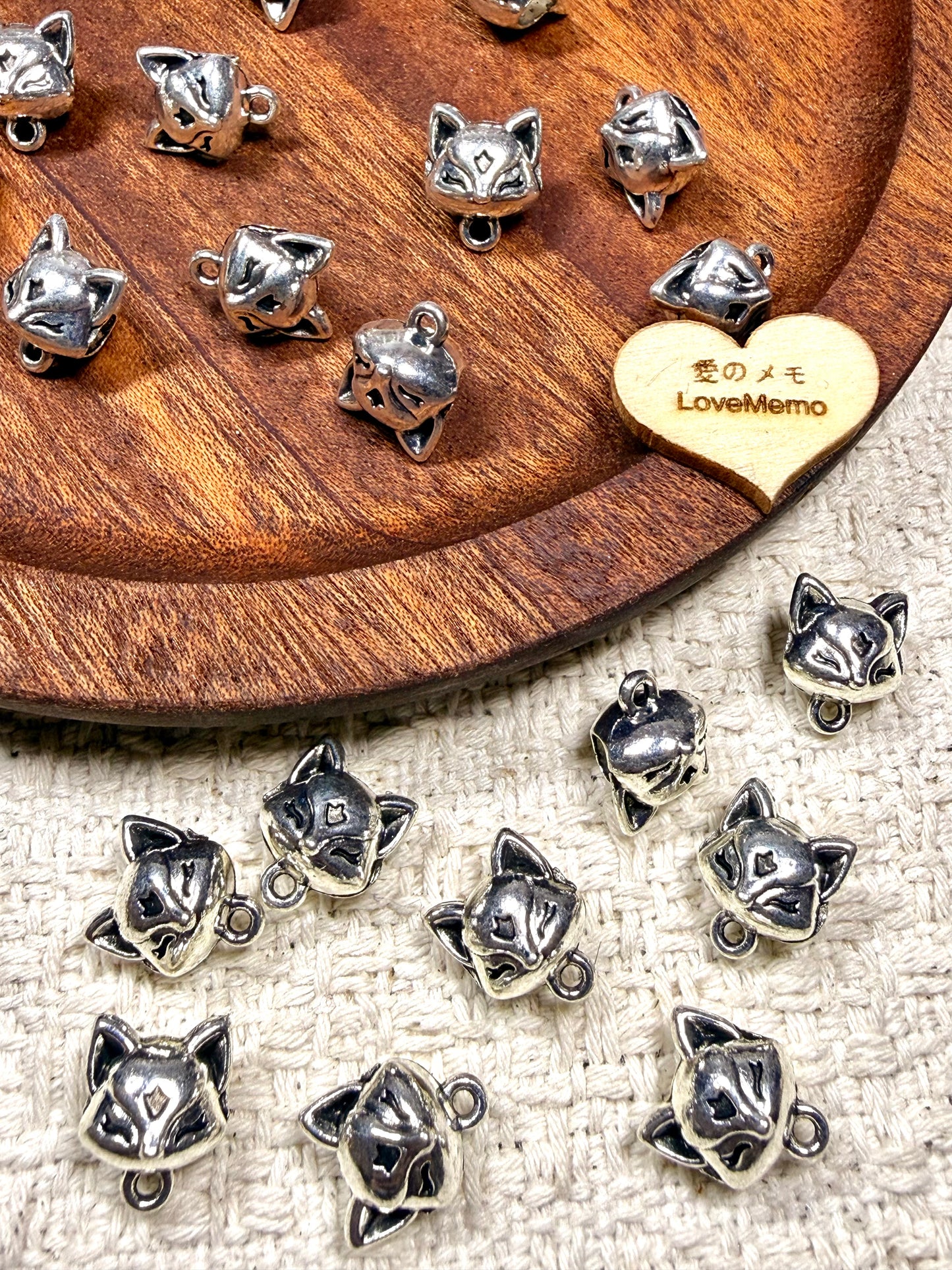 愛のメモ｜立体アーチフォルム・狐面チャーム ビーズ、材料セット、ペンダン、チャーム、ハンドメイド
