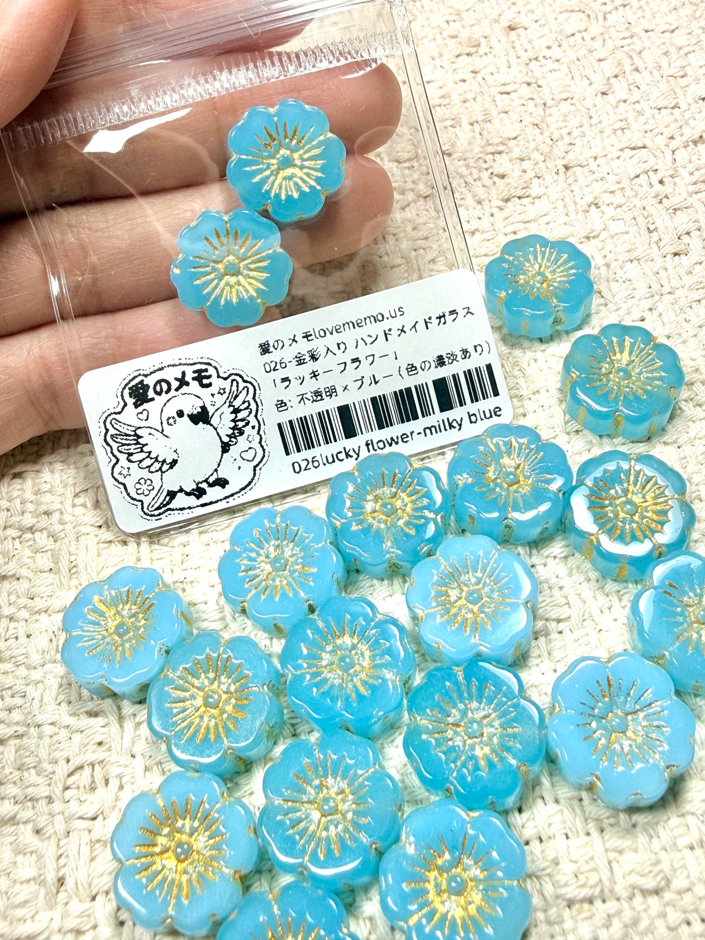 愛のメモ｜描金ラッキーフラワー｜手作り琉璃ビーズ｜2個入り（全5色）ビーズ、材料セット、ペンダン、チャーム、ハンドメイド