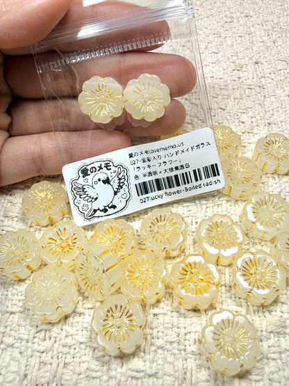 愛のメモ｜描金ラッキーフラワー｜手作り琉璃ビーズ｜2個入り（全5色）ビーズ、材料セット、ペンダン、チャーム、ハンドメイド