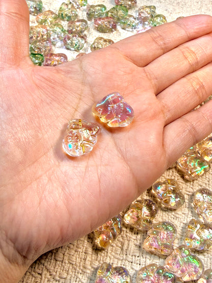 愛のメモ｜金彩ころんうさぎ｜レトロ琉璃ビーズ｜2粒入り（全2色）ビーズ、材料セット、ペンダン、チャーム、ハンドメイド