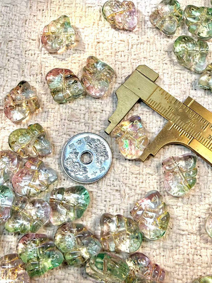 愛のメモ｜金彩ころんうさぎ｜レトロ琉璃ビーズ｜2粒入り（全2色）ビーズ、材料セット、ペンダン、チャーム、ハンドメイド