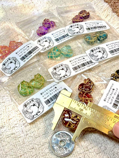 愛のメモ｜レトロころん小鳥｜金彩琉璃ビーズ｜2粒入り（全8色）ビーズ、材料セット、ペンダン、チャーム、ハンドメイド