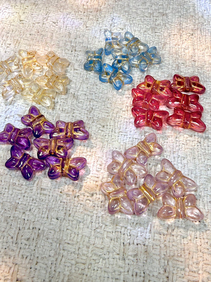 愛のメモ｜描金バタフライ｜手作り琉璃ビーズ｜2粒入り（全5色）ビーズ、材料セット、ペンダン、チャーム、ハンドメイド