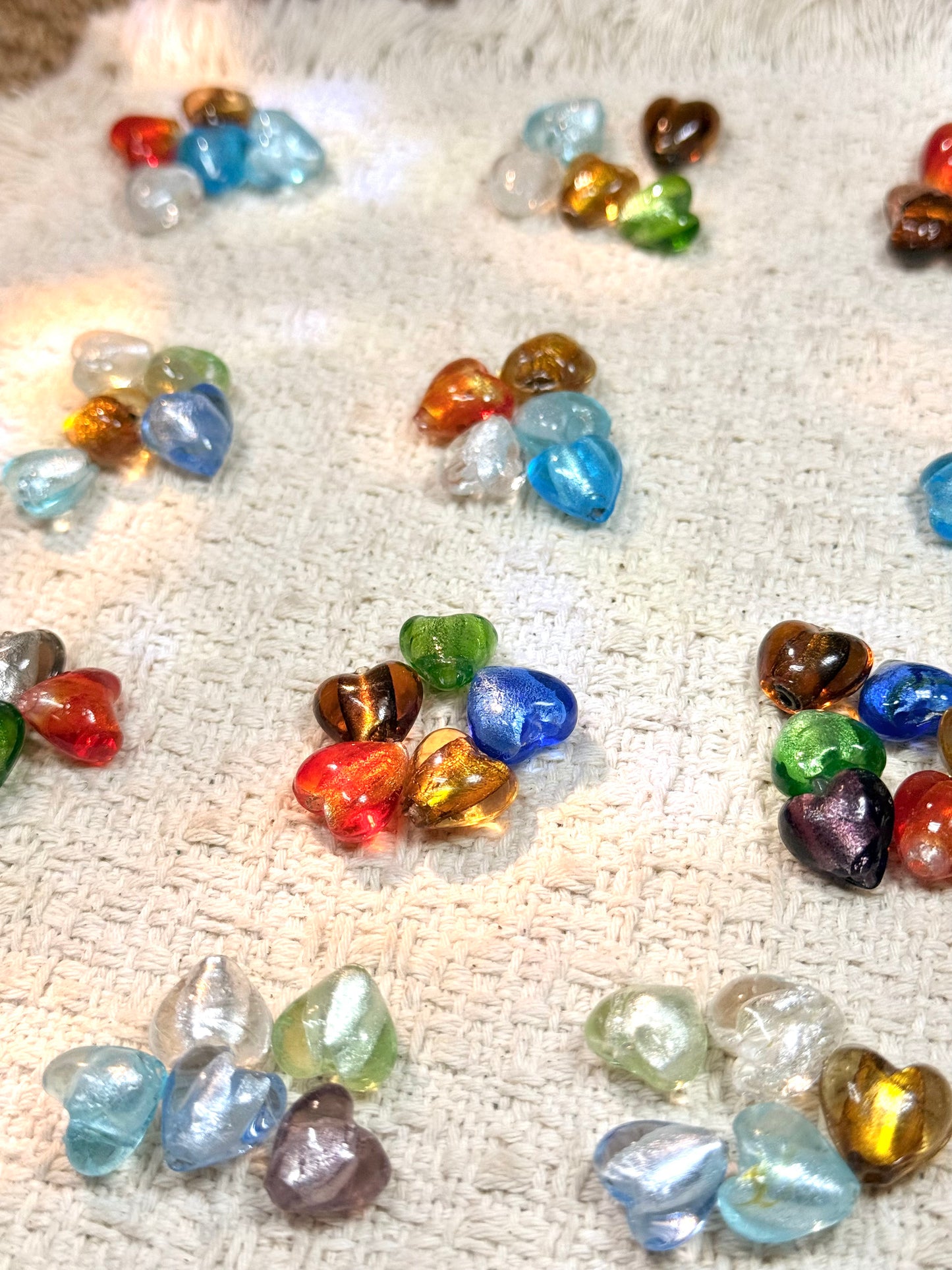 愛のメモ｜不揃いハート琉璃｜完全手剪り仕上げ｜孤品ライン ビーズ、材料セット、ペンダン、チャーム、ハンドメイド