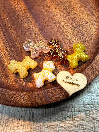 愛のメモ｜描金ドッグ（シュナウザー）｜手作り琉璃ビーズ｜全5色 ビーズ、材料セット、ペンダン、チャーム、ハンドメイド