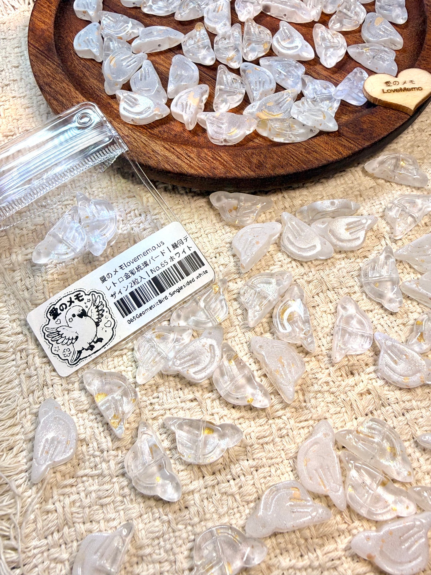 愛のメモ｜レトロ金彩琉璃バード｜幾何デザイン｜2粒入（5種） ビーズ、材料セット、ペンダン、チャーム、ハンドメイド