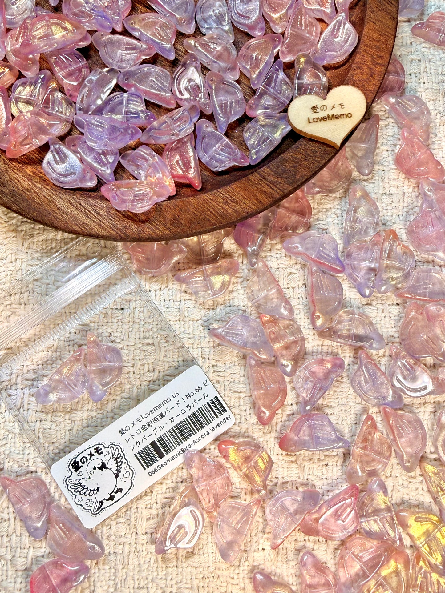 愛のメモ｜レトロ金彩琉璃バード｜幾何デザイン｜2粒入（5種） ビーズ、材料セット、ペンダン、チャーム、ハンドメイド