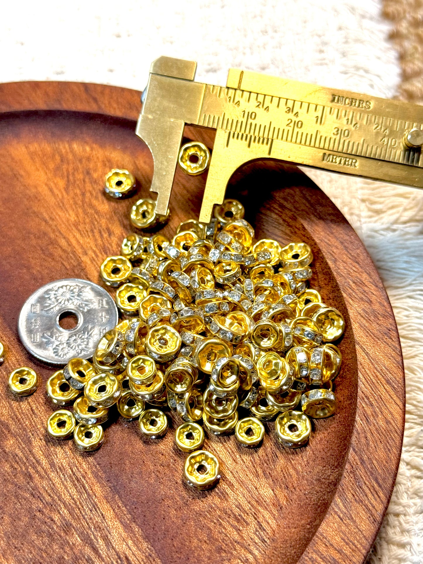 愛のメモ｜ラインストーンスペーサー｜S925メッキ｜3mm / 5mm｜10粒入 ビーズ、材料セット、ペンダン、チャーム、ハンドメイド