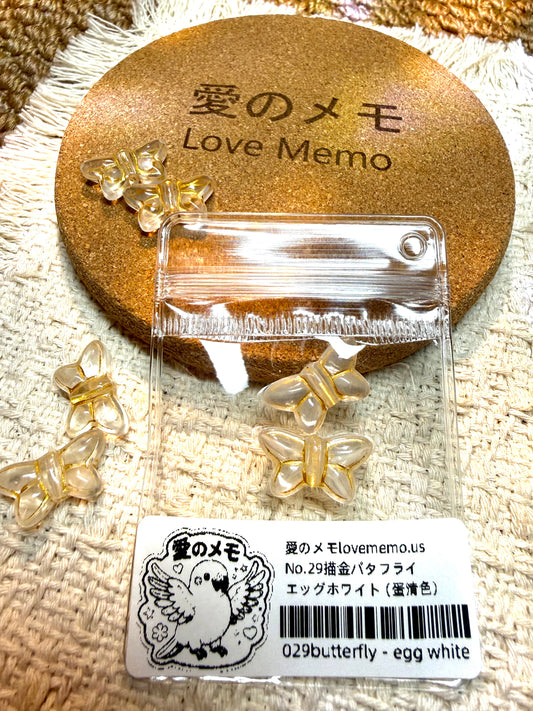 愛のメモ｜描金バタフライ｜手作り琉璃ビーズ｜2粒入り（全5色）ビーズ、材料セット、ペンダン、チャーム、ハンドメイド