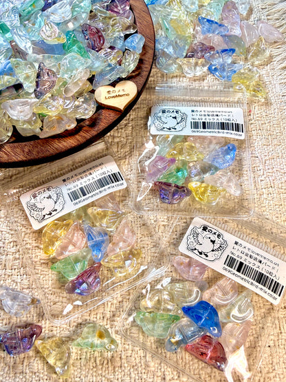 愛のメモ｜レトロ金彩琉璃バード｜幾何デザイン｜2粒入（5種） ビーズ、材料セット、ペンダン、チャーム、ハンドメイド