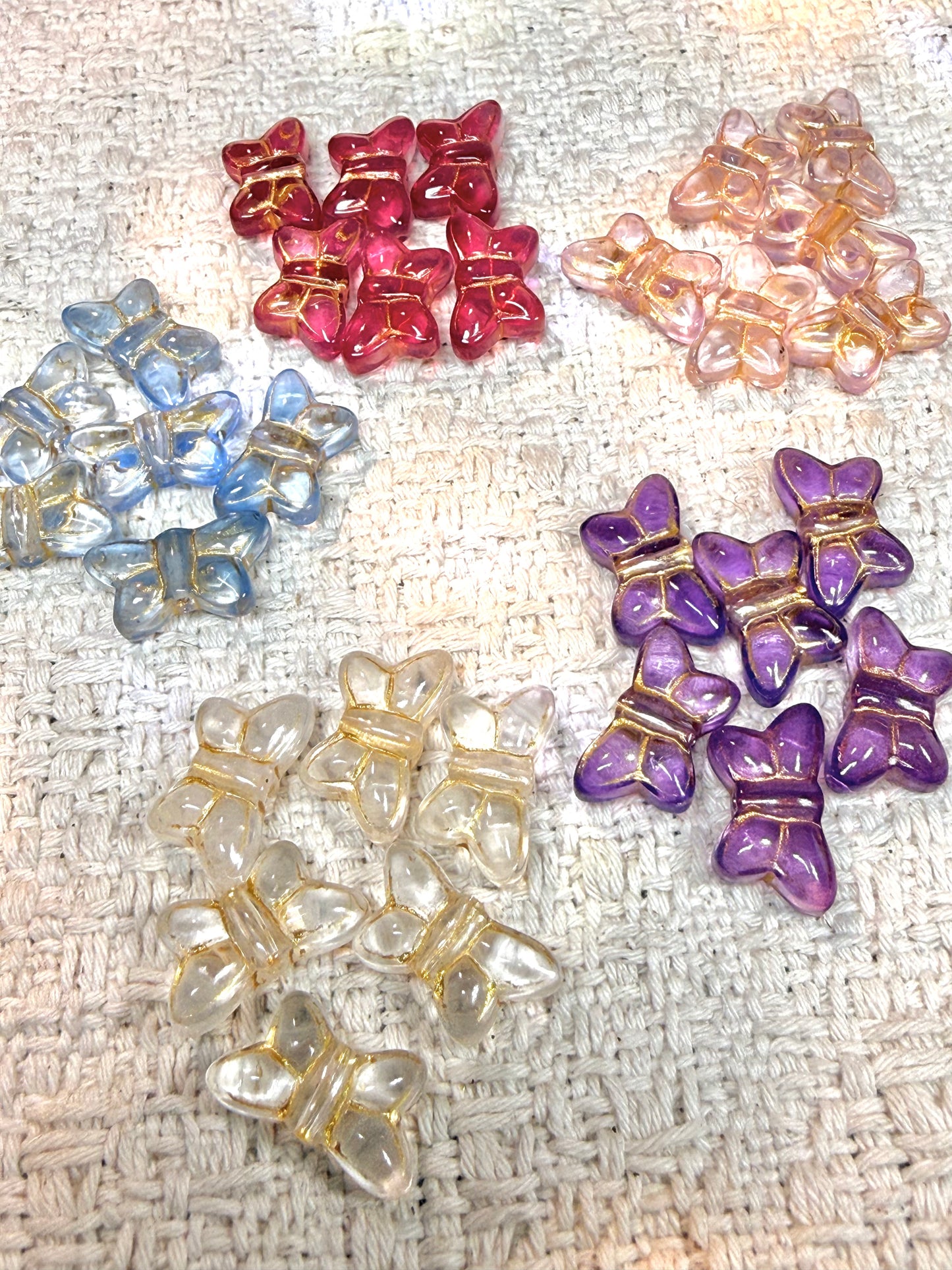 愛のメモ｜描金バタフライ｜手作り琉璃ビーズ｜2粒入り（全5色）ビーズ、材料セット、ペンダン、チャーム、ハンドメイド