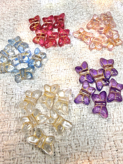 愛のメモ｜描金バタフライ｜手作り琉璃ビーズ｜2粒入り（全5色）ビーズ、材料セット、ペンダン、チャーム、ハンドメイド