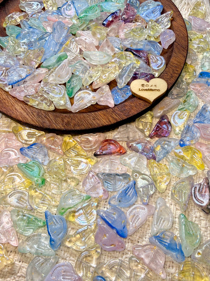 愛のメモ｜レトロ金彩琉璃バード｜幾何デザイン｜2粒入（5種） ビーズ、材料セット、ペンダン、チャーム、ハンドメイド