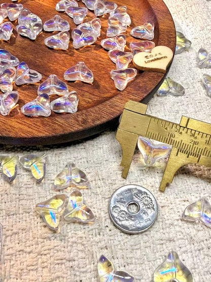 愛のメモ｜極光フィッシュテール｜パールガラスビーズ｜2粒入 ビーズ、材料セット、ペンダン、チャーム、ハンドメイド