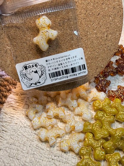 愛のメモ｜描金ドッグ（シュナウザー）｜手作り琉璃ビーズ｜全5色 ビーズ、材料セット、ペンダン、チャーム、ハンドメイド