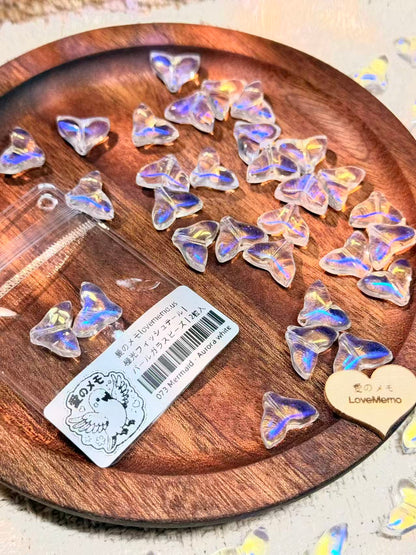 愛のメモ｜極光フィッシュテール｜パールガラスビーズ｜2粒入 ビーズ、材料セット、ペンダン、チャーム、ハンドメイド