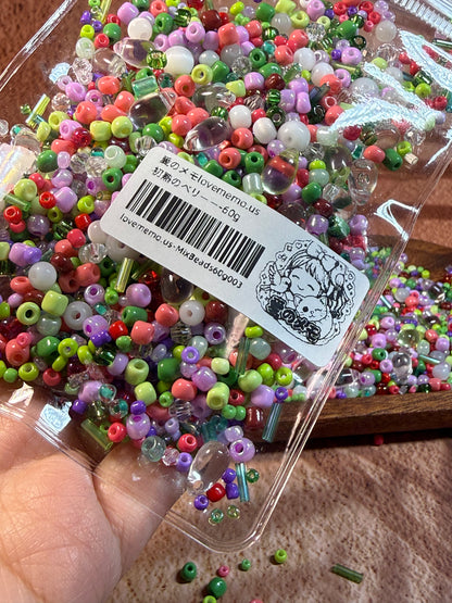 愛のメモ｜熟れはじめのベリー｜ミックスビーズ 60g/30g｜003# ビーズキット、材料セット、ミックス米ビーズ