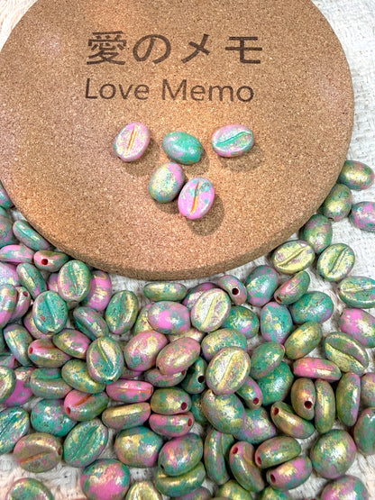 愛のメモ｜洒金ヴィンテージコーヒービーンズ｜フェイクコーヒービーズ｜12粒入り（全3色） ビーズ、材料セット、ペンダン、チャーム、ハンドメイド