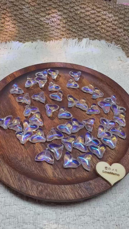 愛のメモ｜極光フィッシュテール｜パールガラスビーズ｜2粒入 ビーズ、材料セット、ペンダン、チャーム、ハンドメイド